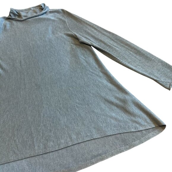 Eileen Fisher Blue Turtleneck Stretch Tunic Mini Dress Wool Blend Size Large - Picture 6 of 13